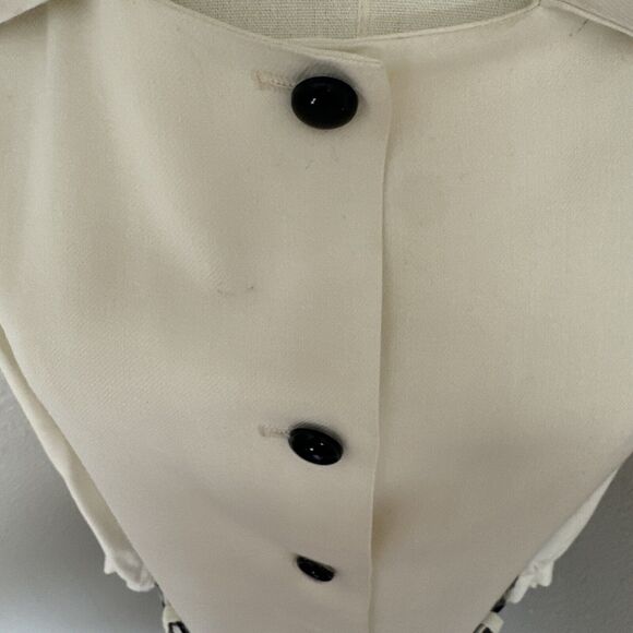 Vintage Dress Two Tones Button Up Plaid Solid Cream Blue Size S - Picture 9 of 16